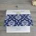 Half Fold Flocked Invitation Card Wedding Card with Buckle Decoration Foiling Customized 